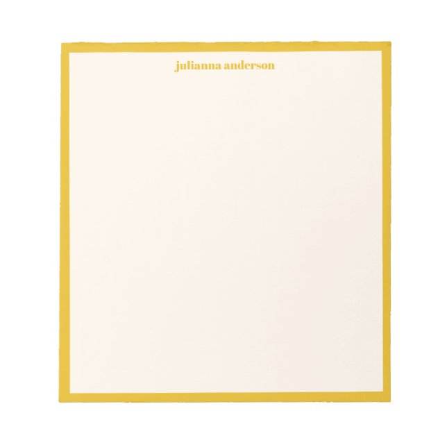 Modern Bold Yellow Stripes Personalized Name Notepad (Front)