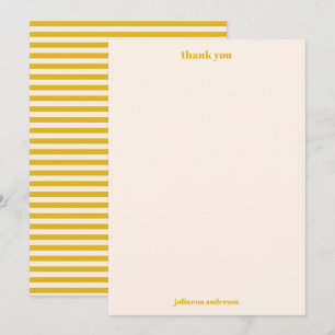 Modern Bold Yellow Stripes Personalized Name Thank You Card