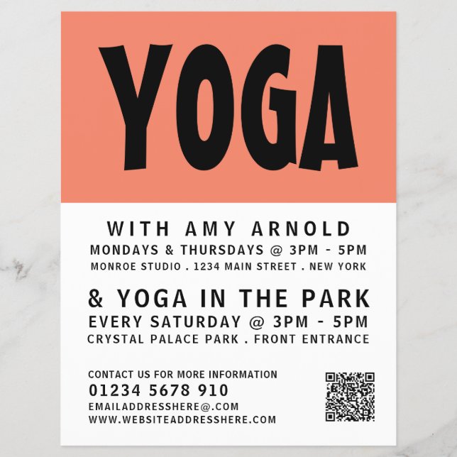 Modern Bold, Yoga Class Advertising Flyer (Front)