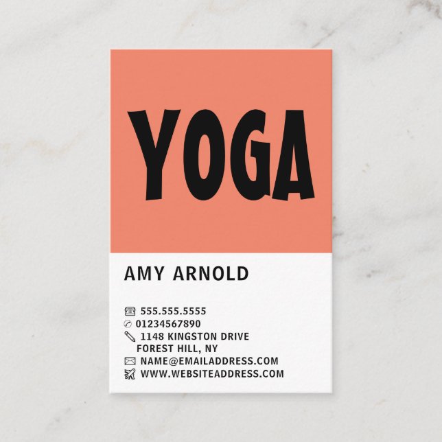 Modern Bold, Yoga Instructor Business Card (Front)