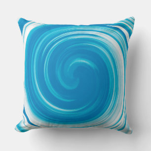 Modern Bondi blue Swirl Abstract Art Throw Pillow