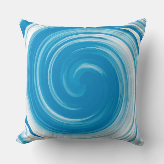 Modern Bondi blue Swirl Abstract Art Throw Pillow (Front)