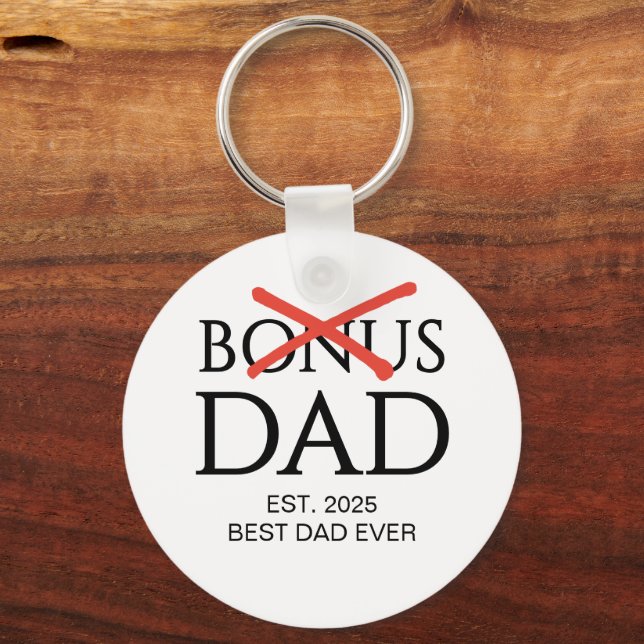 Modern BONUS DAD Established Keychain (Front)