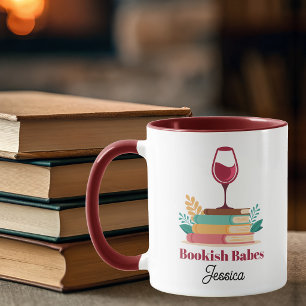 Modern Book Club Chic Personalized Wine Mug