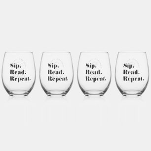 Modern Book Club Funny Custom Name  Stemless Wine Glass