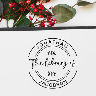 Modern Book From The Library Of Sleek Rubber Stamp