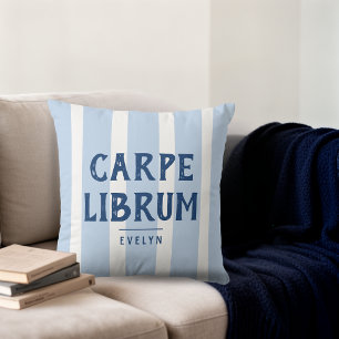 Modern Book Lover's Striped Custom Throw Pillow