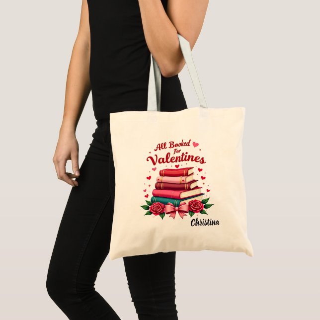 Modern Booked For Valentines Day Custom Name  Tote Bag (Front (Product))