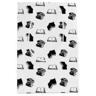 Modern Bookish Bibliophile Book Pattern Medium Gift Bag