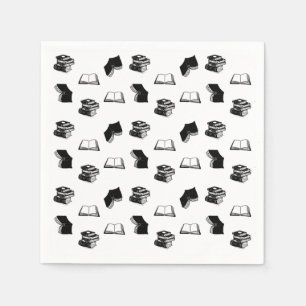 Modern Bookish Bibliophile Book Pattern Napkin