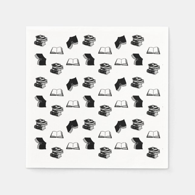 Modern Bookish Bibliophile Book Pattern Napkin (Front)