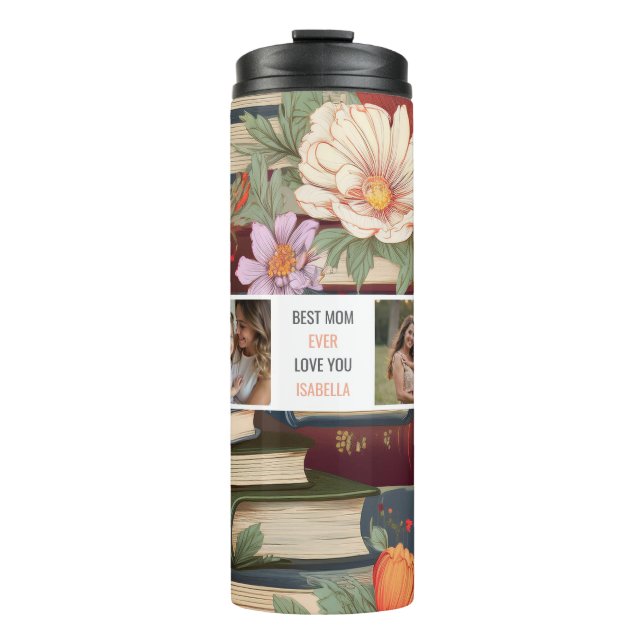 Modern Books Photo Collage – Best Mom Gift Thermal Tumbler (Front)