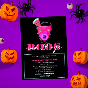 Modern Boos and Booze Adults Only Halloween Party Invitation