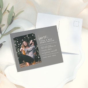 Modern Booze Food & Bad Dance Moves Save The Date Postcard