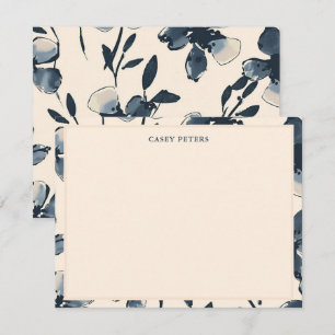 Modern Border Blue Watercolor Flowers Typography Card