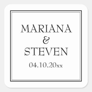 Modern Border Minimalist Black and White Square Sticker