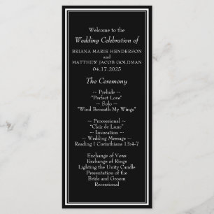 Modern Border Minimalist Black Wedding Program
