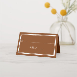 Modern Border Minimalist Brown Wedding Place Card