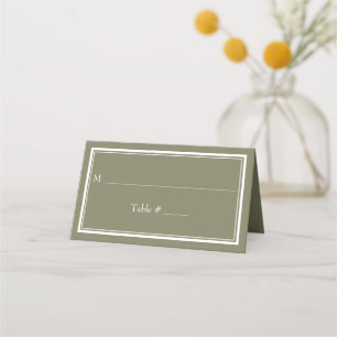 Modern Border Minimalist Green Wedding Place Card