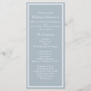 Modern Border Minimalist Light Grey Wedding Program