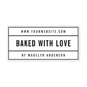 Modern Bordered Bold Name Website Baked With Love Self-inking Stamp