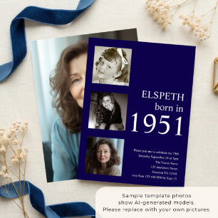 Modern Born in 1951 Photo 75th Birthday Party Invitation