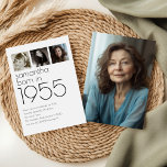 Modern Born in 1955 4 Photos 70th Birthday Party Invitation<br><div class="desc">Modern Born in 1955 3 Photos 70th Birthday Party Invite.  Simple elegance. Easily personalise the text to your own requirements and replace the sample images with 4 of your own photos of different ages.</div>