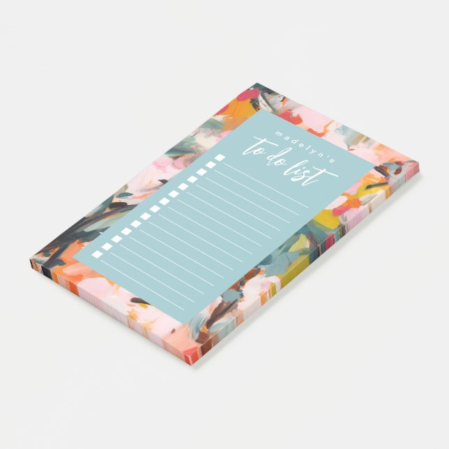 Modern Botanical Abstract Art Custom To Do List Post-it Notes (Angled)