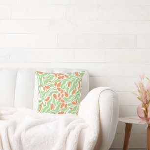 Modern Botanical Abstract Throw Pillow   Green 