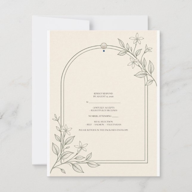 Modern Botanical Arch Wedding RSVP Card (Front)