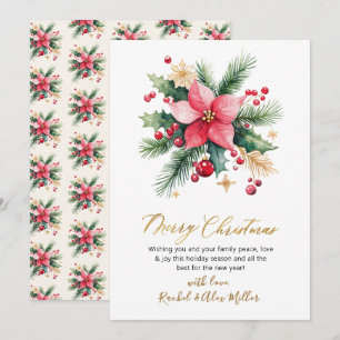 Modern Botanical Berries Non Photo Christmas Holiday Card
