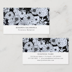 Modern botanical black and white floral business card