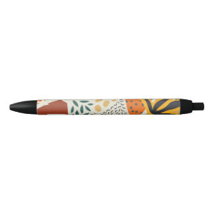 Modern botanical black ink pen