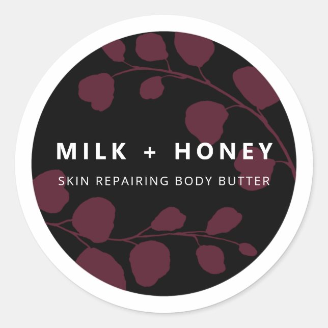 Modern Botanical Black Purple Product Labels (Front)