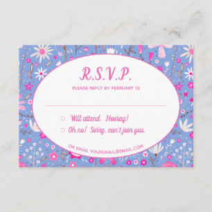 Modern Botanical Blue Wildflower Floral R.S.V.P. Enclosure Card