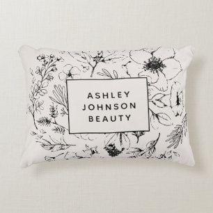 Modern Botanical Blush and Black Branded Accent Pillow