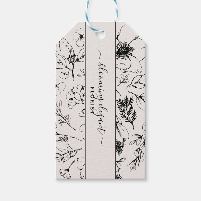Modern Botanical Blush and Black Delivery Tag (Front)