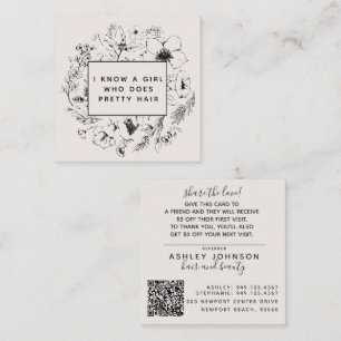 Modern Botanical Blush and Black Referral Card