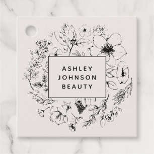 Modern Botanical Blush and Black Square Business C Favour Tags