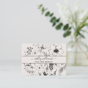 Modern Botanical Blush & Black 10 Visit Loyalty Business Card