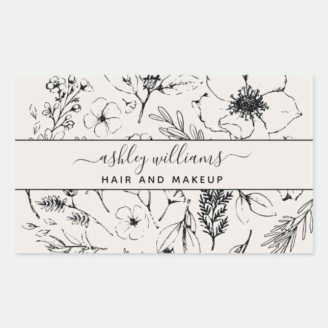 Modern Botanical Blush & Black Sticker (Front)