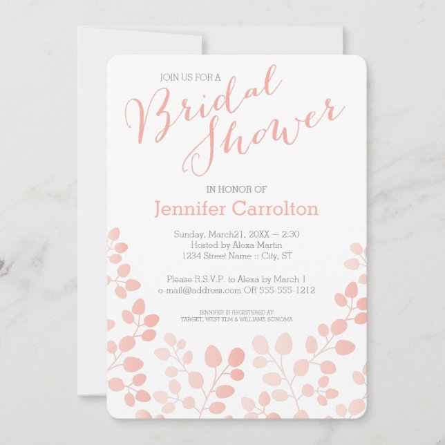 Modern Botanical Bridal Shower Invitation (Front)