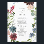 Modern Botanical Burgundy Eucalyptus Wedding Program<br><div class="desc">Modern botanical wedding program features watercolor eucalyptus with burgundy and blue flowers.</div>