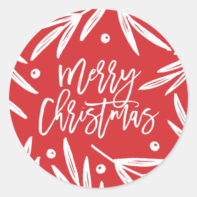 Modern Botanical Christmas Stickers - Red (Front)