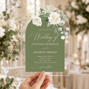 Modern Botanical Clear Acrylic Wedding  Invitations