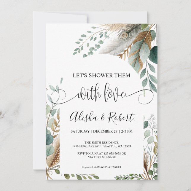 Modern Botanical Couples Shower Invitation (Front)