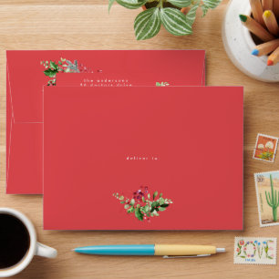 Modern Botanical Custom Christmas Holiday Envelope