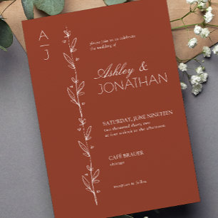 Modern Botanical Divider Redwood Wedding Invitation