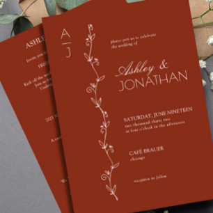Modern Botanical Divider Wedding Auburn All-in-One Invitation