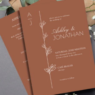Modern Botanical Divider Wedding Clay All-in-One Invitation